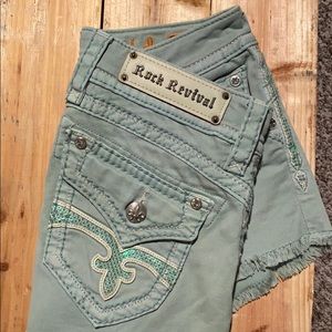 Rock Revival cut off Mint Green shorts